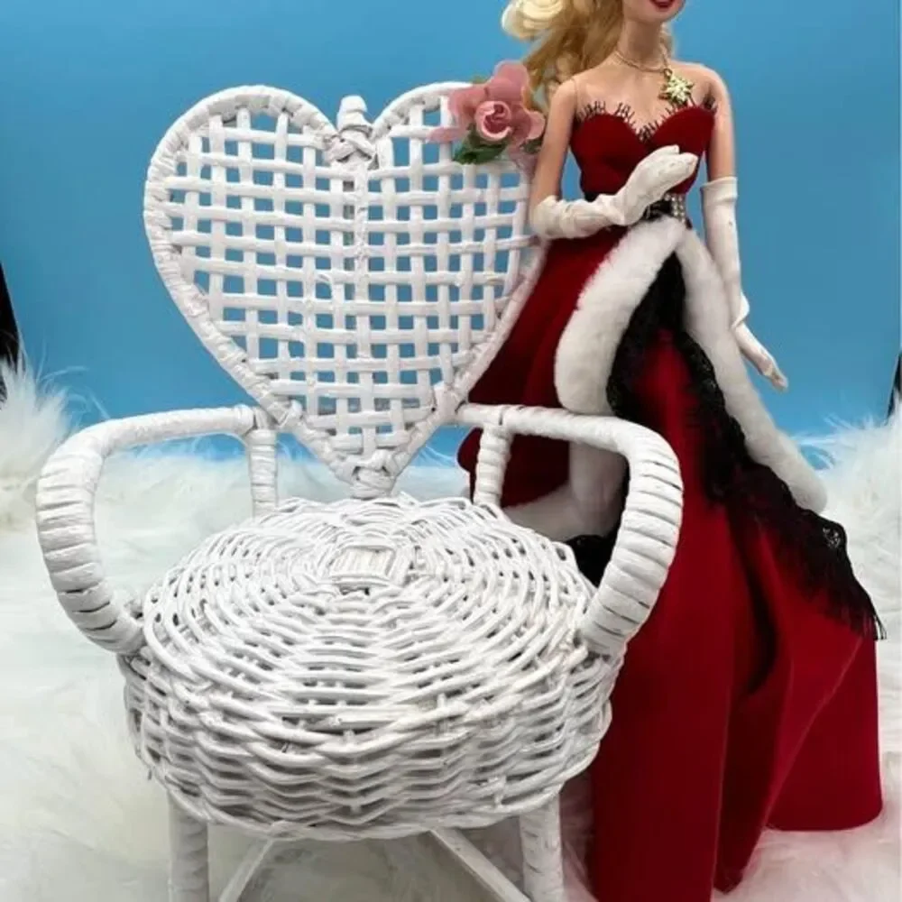 Rattan White Planter or Doll Chair